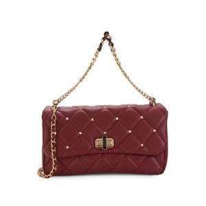 BADGLEY MISCHKA Medium Studded Quilted Shoulder Bag in Wine